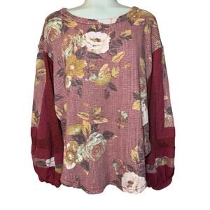 Free People Women’s Flower Patch Thermal Moroccan Spice Combo Blouse Size Medium